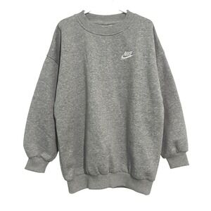 Nike Kids Sweatshirt Small Crewneck Oversized Grey Heather Fleece NWOT FD2923